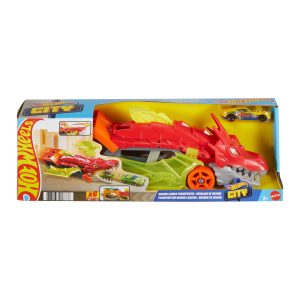 fisher price Hot Wheels City Dragon Launch Transporter, Spits Cars From Its Mouth, Gift For Kids 3 Years & Up