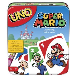 fisher price UNO Super Mario Card Game, Video Game Themed Travel Game in Collectible Storage Tin