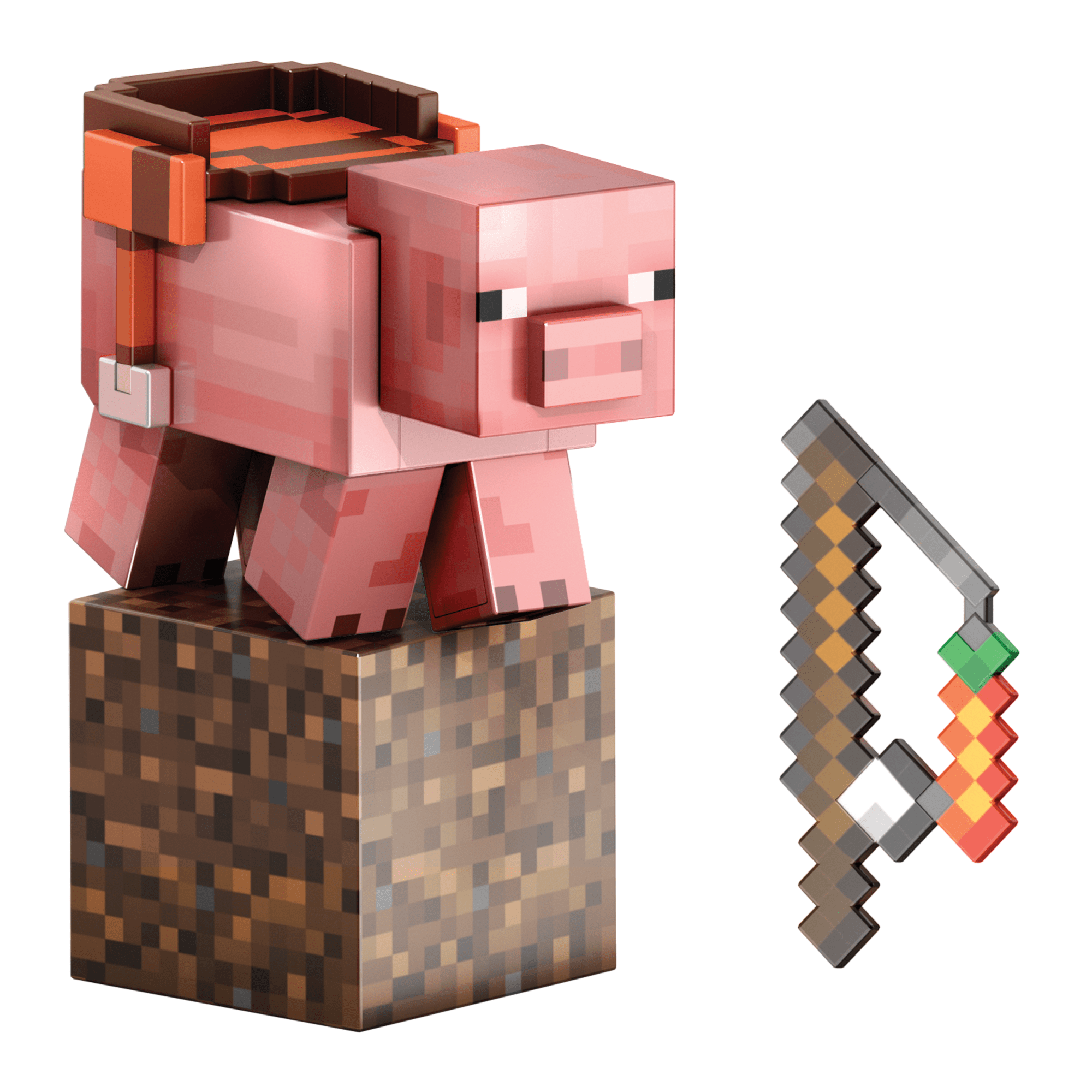 fisher price Minecraft Diamond Level Pig Action Figure, 4 Accessories, 5.5-in Collector Scale