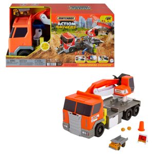 fisher price Matchbox Action Drivers Matchbox Transforming Excavator, Toy Construction Truck With 1:64 Scale Vehicle